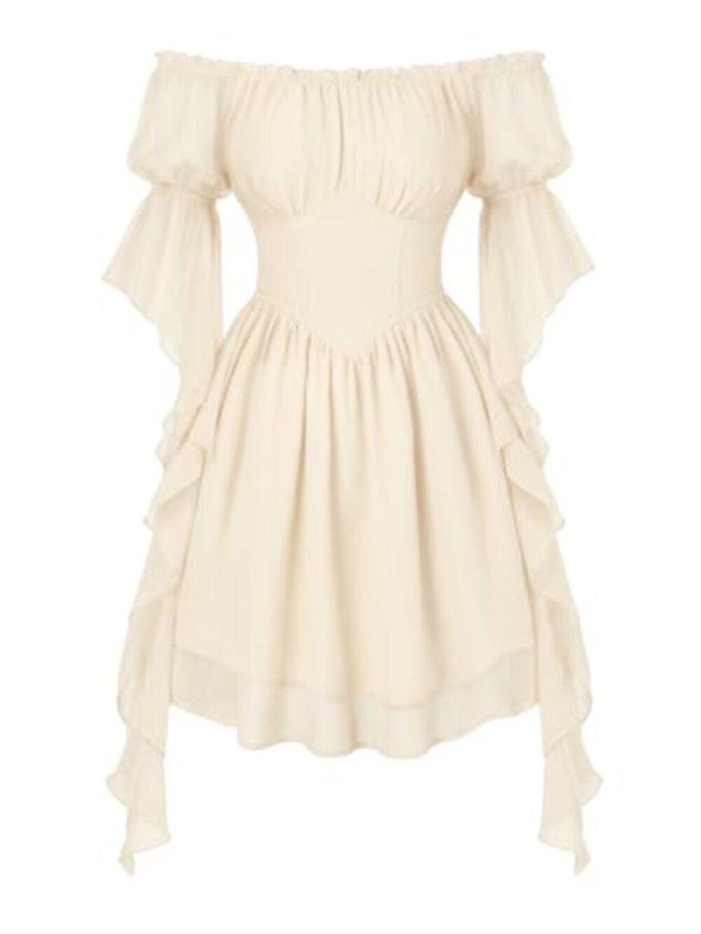 Women's Ruffled Off Shoulder Corset Dress with Pockets